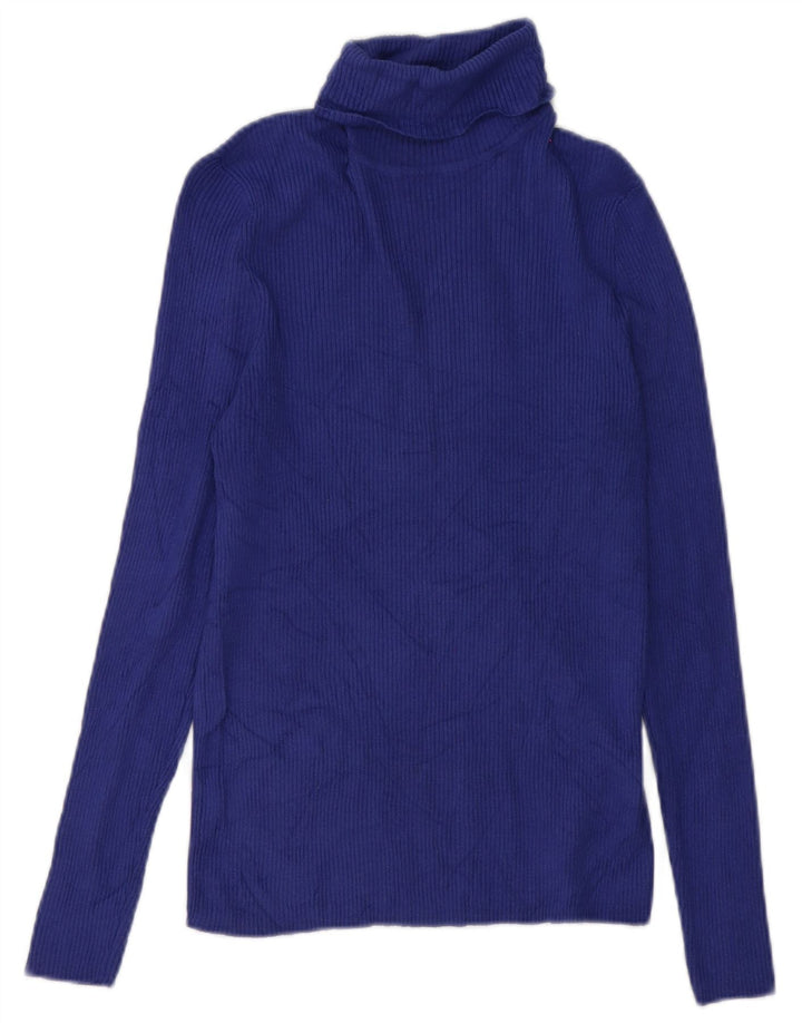 Marks & Spencer Blusa con cuello vuelto para mujer UK 42 Viscosa azul medio