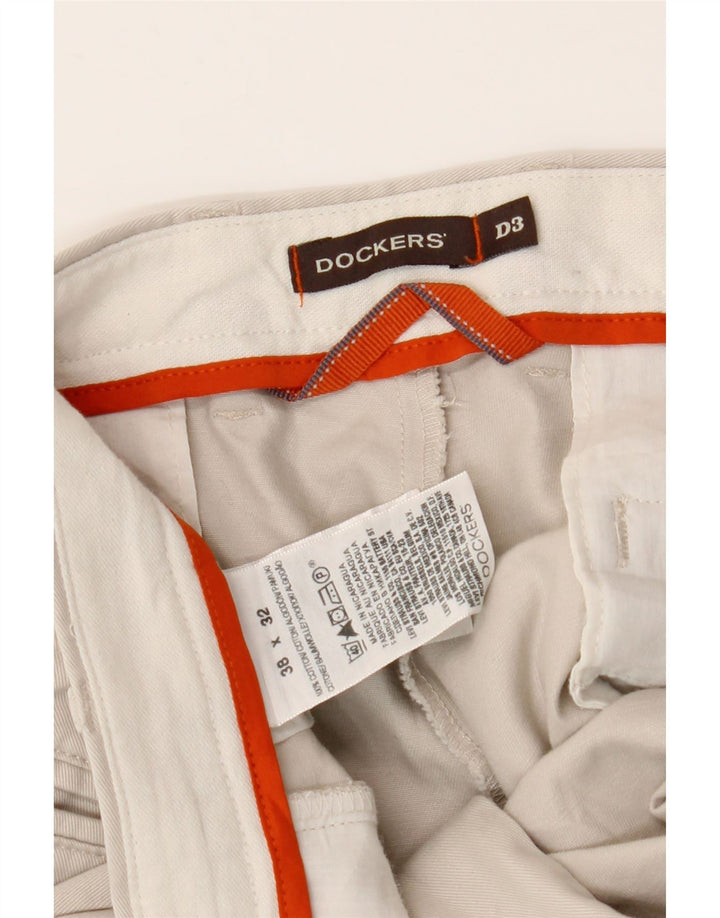 DOCKERS Pantalón chino con pinzas para hombre W38 L32 Algodón blanco roto