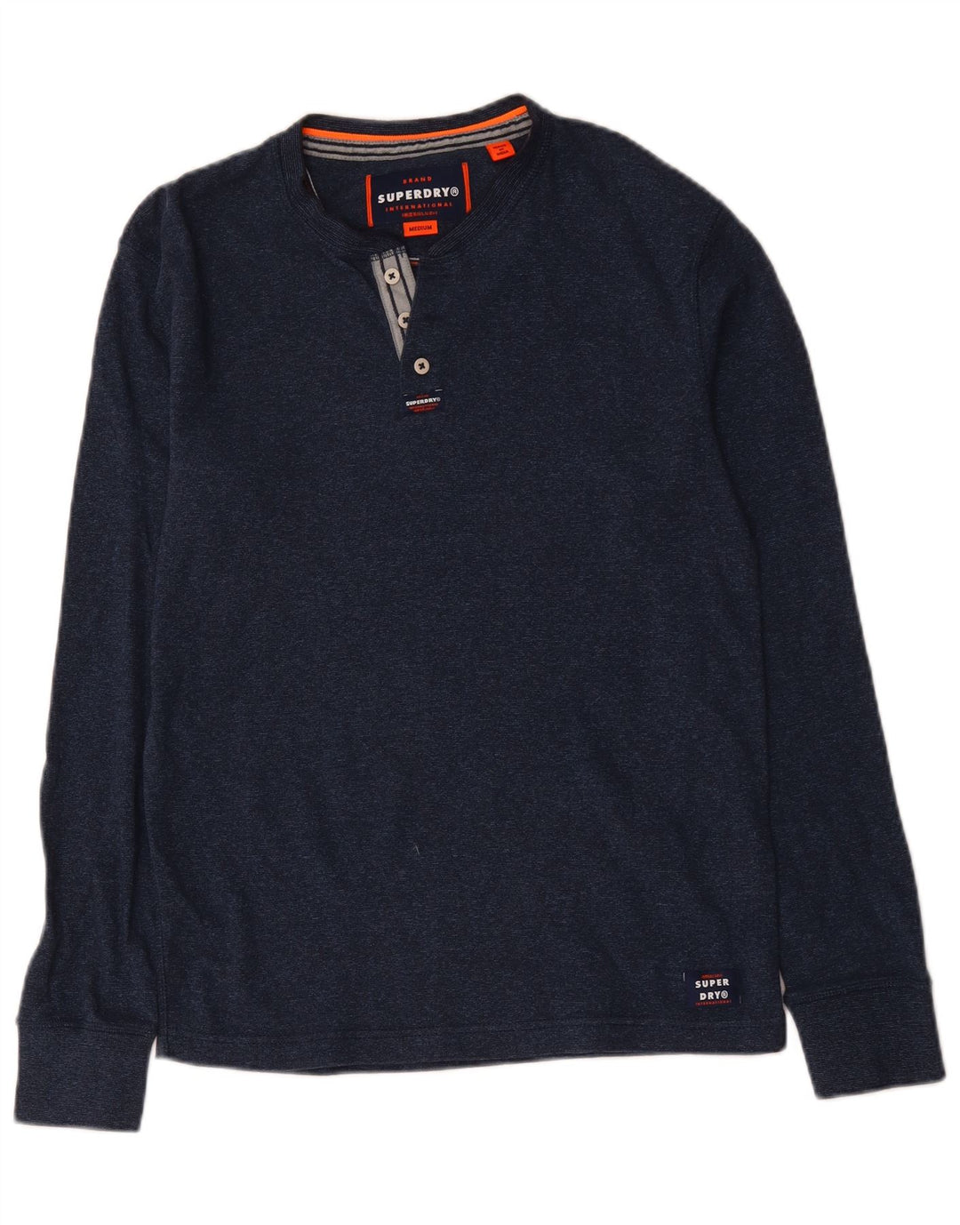 Superdry Hombre Top Manga Larga Algodón Azul Marino Medio