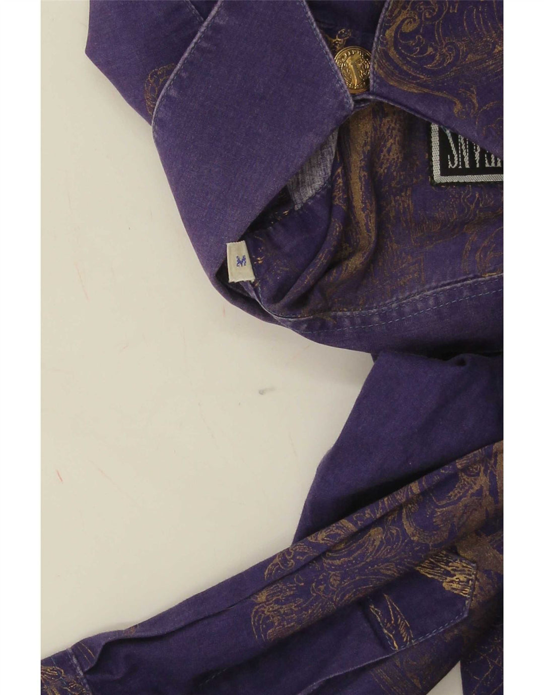 Ferre Camisa extragrande con estampado abstracto para mujer UK 44 Algodón morado mediano