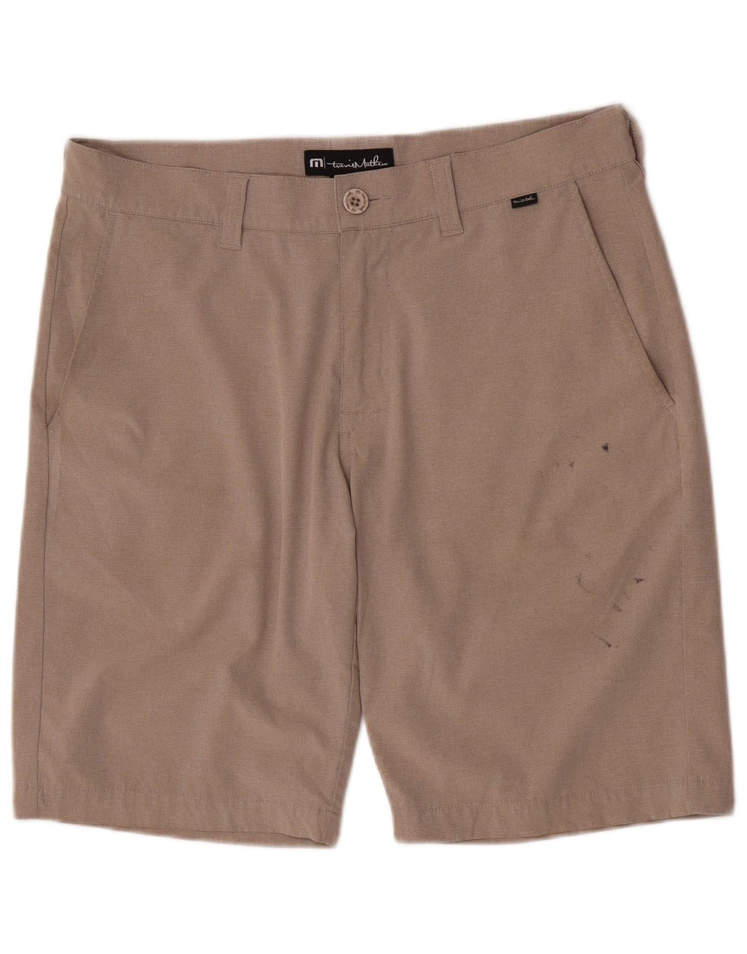 Travis Mathew Pantalones cortos chinos de corte regular para hombre W32 Poliéster beige medio