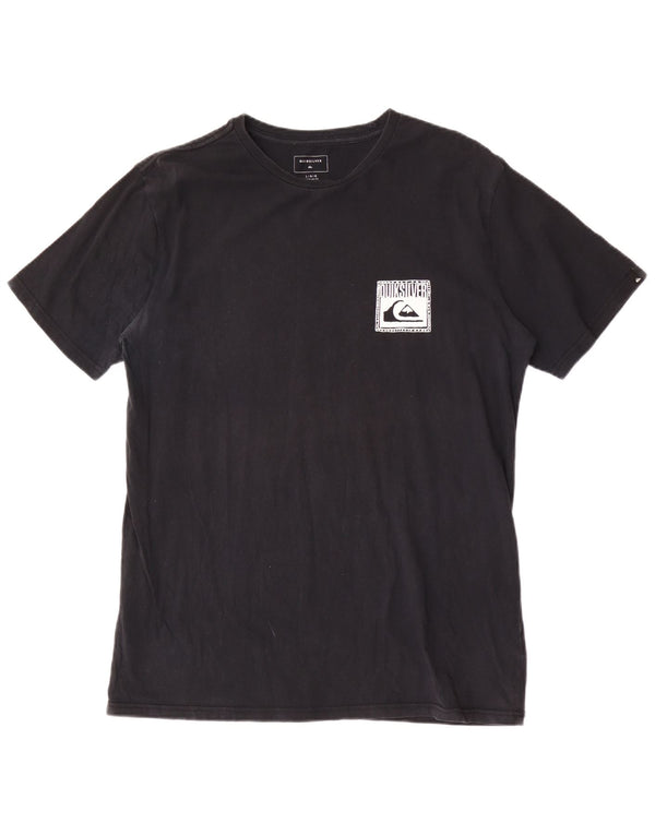 Quiksilver Camiseta gráfica de corte regular para hombre Top grande de algodón negro