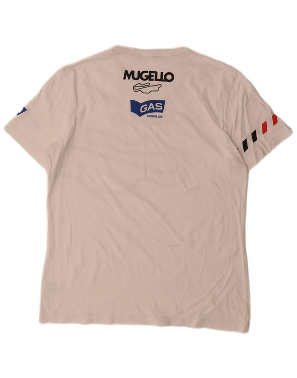 Gas - Camiseta gráfica para hombre, talla grande, algodón blanco