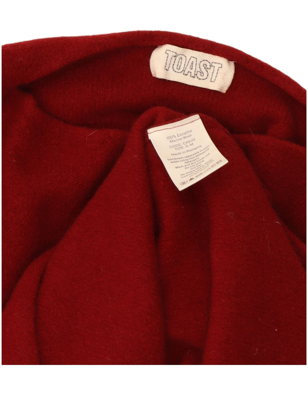 Toast Mujer Cuello Barco Jersey Suéter Pequeño/Mediano Lana Roja