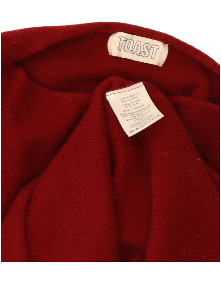 Toast Mujer Cuello Barco Jersey Suéter Pequeño/Mediano Lana Roja