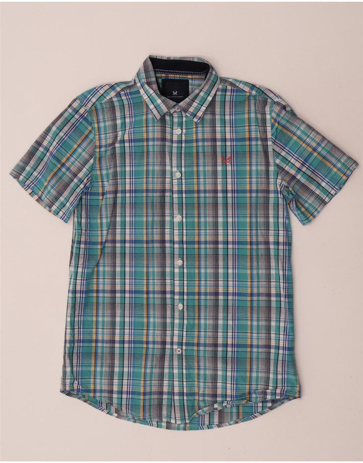 Crew Clothing Camisa de manga corta para hombre Algodón a cuadros azul medio