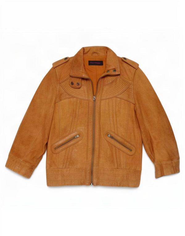 Miss Selfridge Chaqueta de cuero militar de manga 3/4 para mujer UK 8 Small Beige