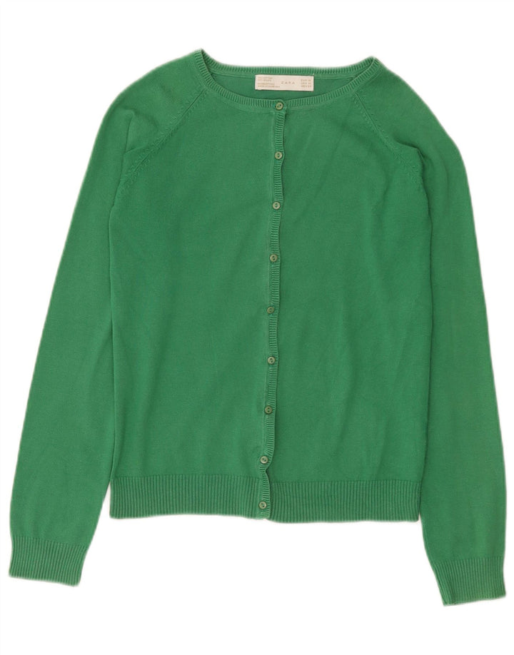Zara Mujer Cárdigan Suéter UK 12 Algodón Verde Medio