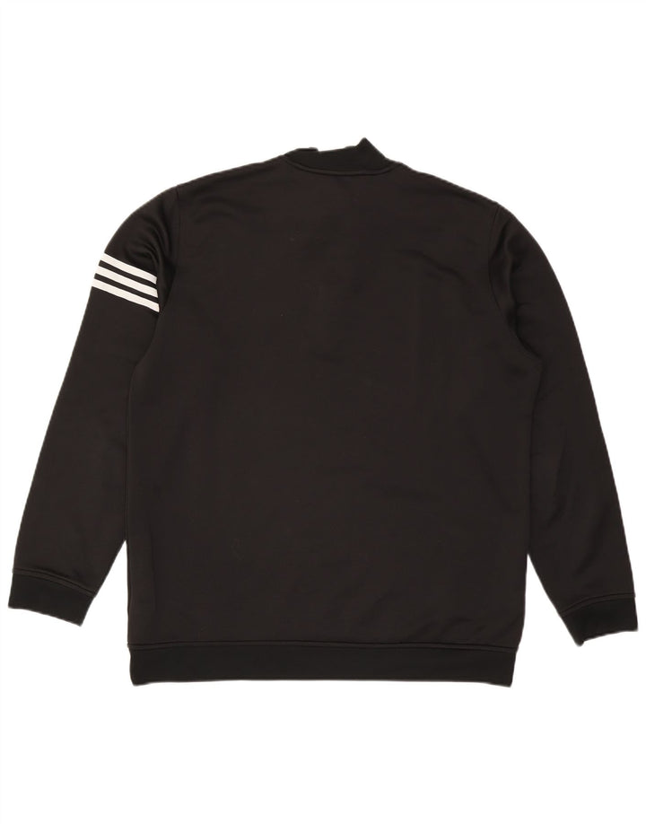ADIDAS Hombres Climalite Zip Neck Sudadera Jumper Grande Poliéster Negro