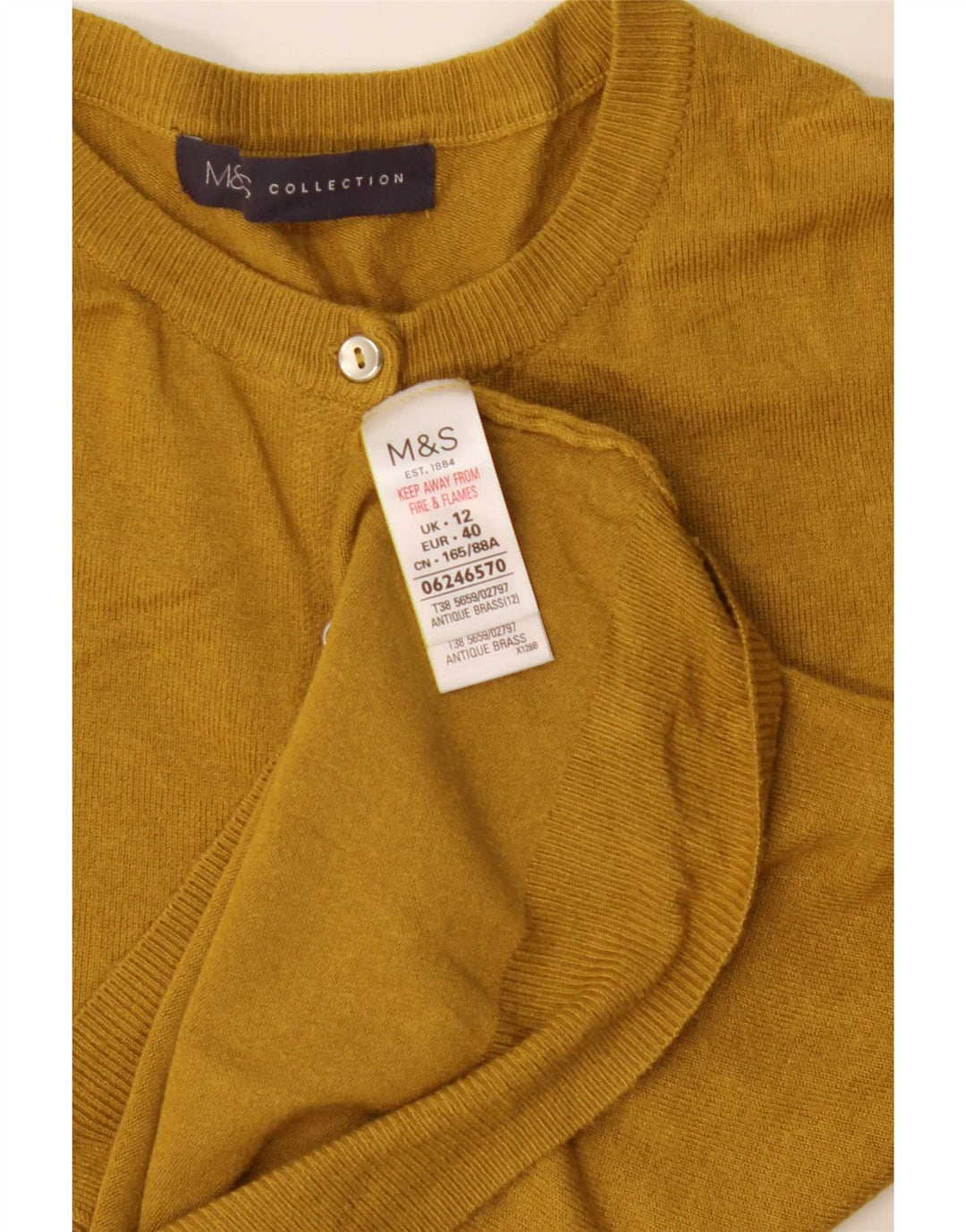 Marks & Spencer Suéter tipo cárdigan para mujer UK 12 Viscosa amarilla mediana