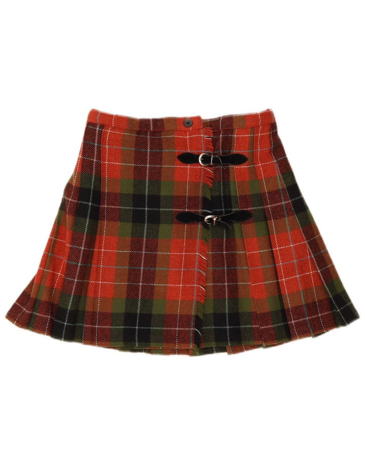 Stefanel Minifalda cruzada para mujer IT 38 XS W26 Lana a cuadros rojos