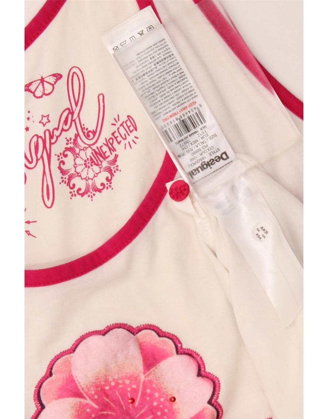 DESIGUAL Vestido tipo túnica sin mangas con estampado gráfico para niña 11-12 años Blanco floral