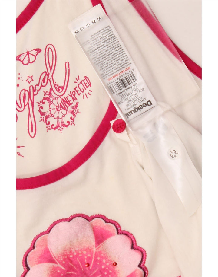 DESIGUAL Vestido tipo túnica sin mangas con estampado gráfico para niña 11-12 años Blanco floral