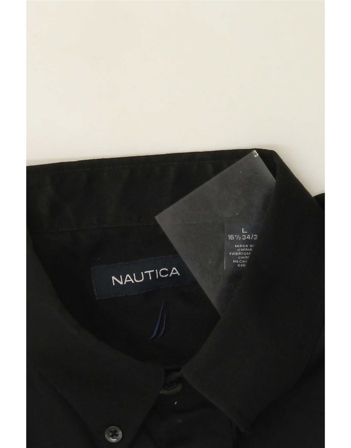 Nautica Camisa para hombre talla 16 1/2 grande algodón negro
