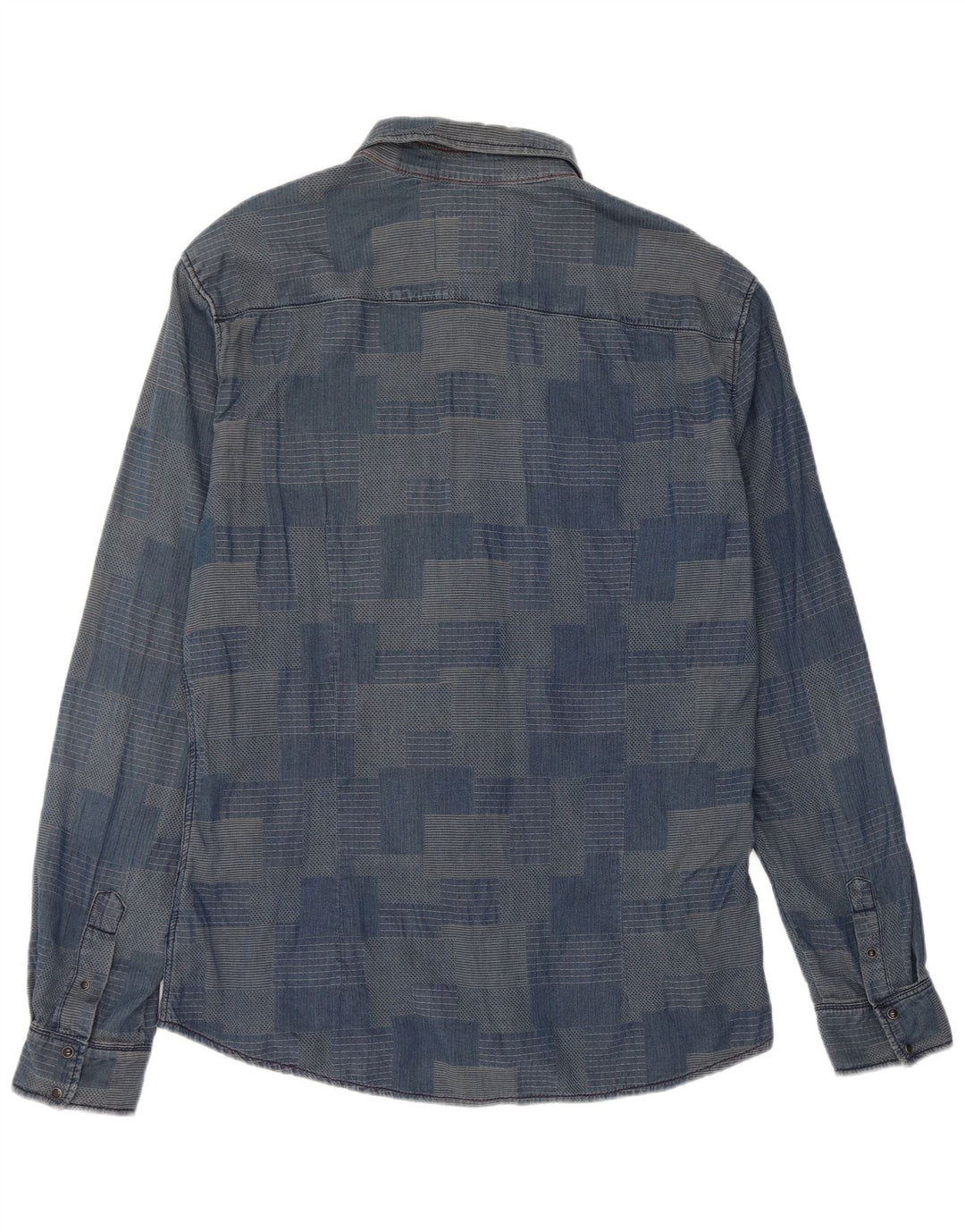 Camisa Gaudí Hombre 2XL Algodón Patchwork Azul