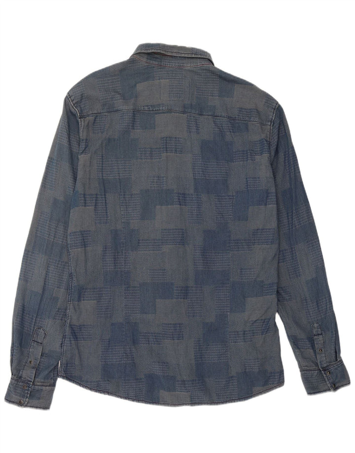 Camisa Gaudí Hombre 2XL Algodón Patchwork Azul
