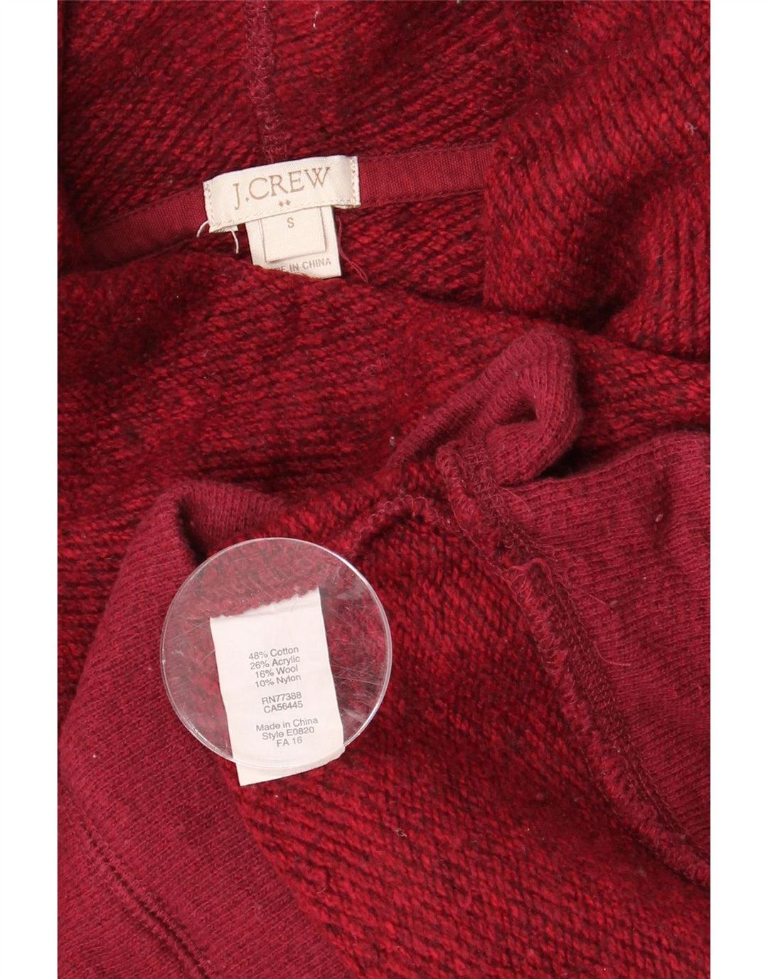 J. Crew - Sudadera con cuello vuelto para mujer, talla 10, algodón burdeos pequeño