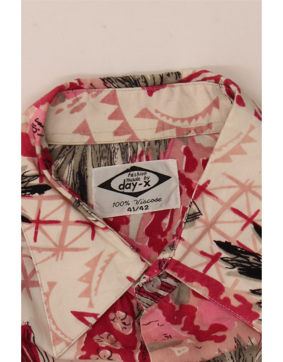 Camisa de manga corta para hombre Day-X Talla 41/42 Viscosa patchwork rosa grande