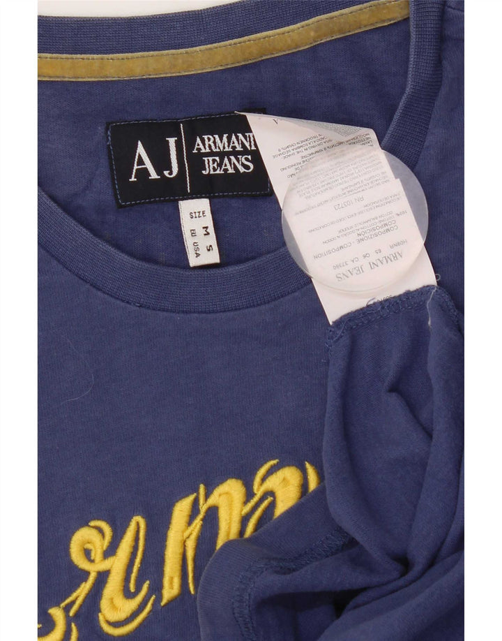 Armani Hombre Camiseta Gráfica Top Algodón Azul Medio