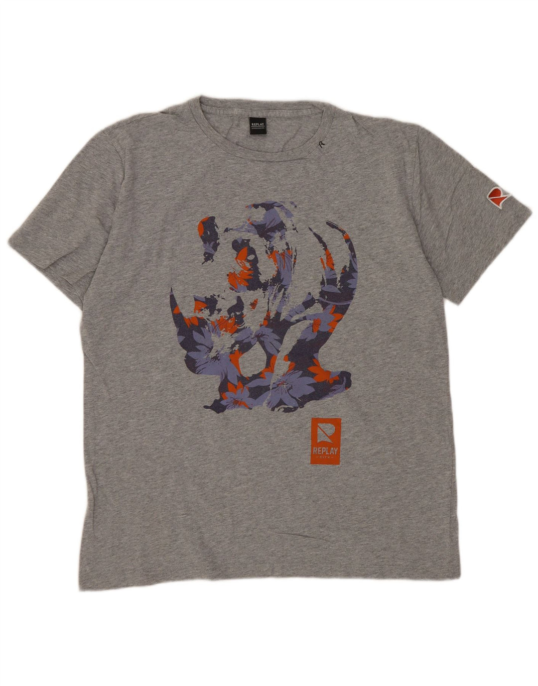 REPLAY Camiseta gráfica para mujer Top UK 46 Large Grey