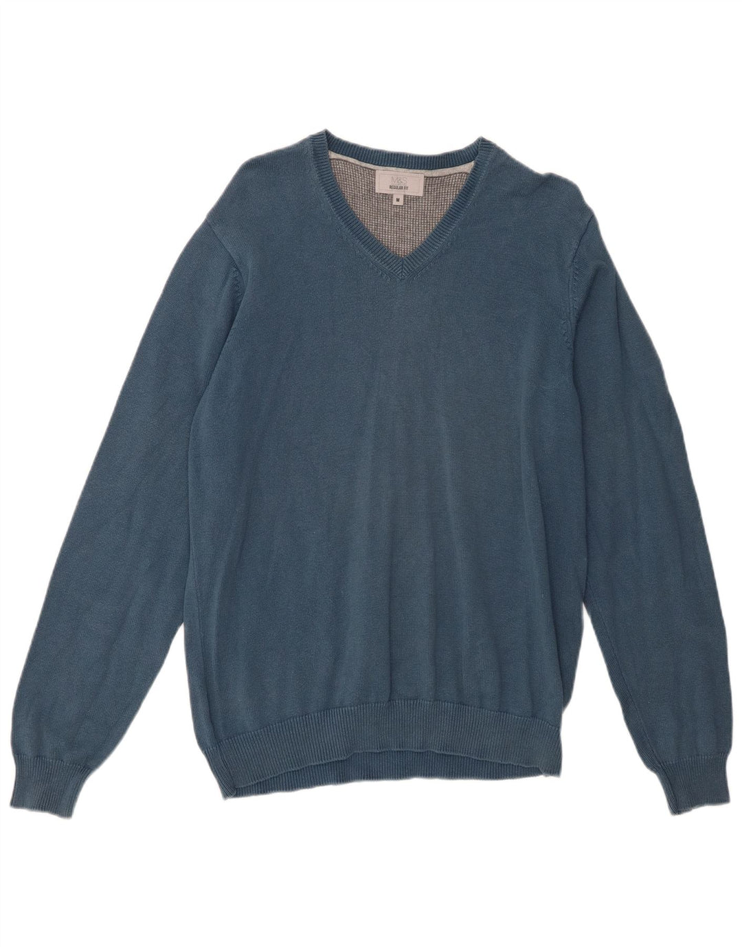 Marks & Spencer Jersey Regular Fit con Cuello en V para Hombre Algodón Azul Medio