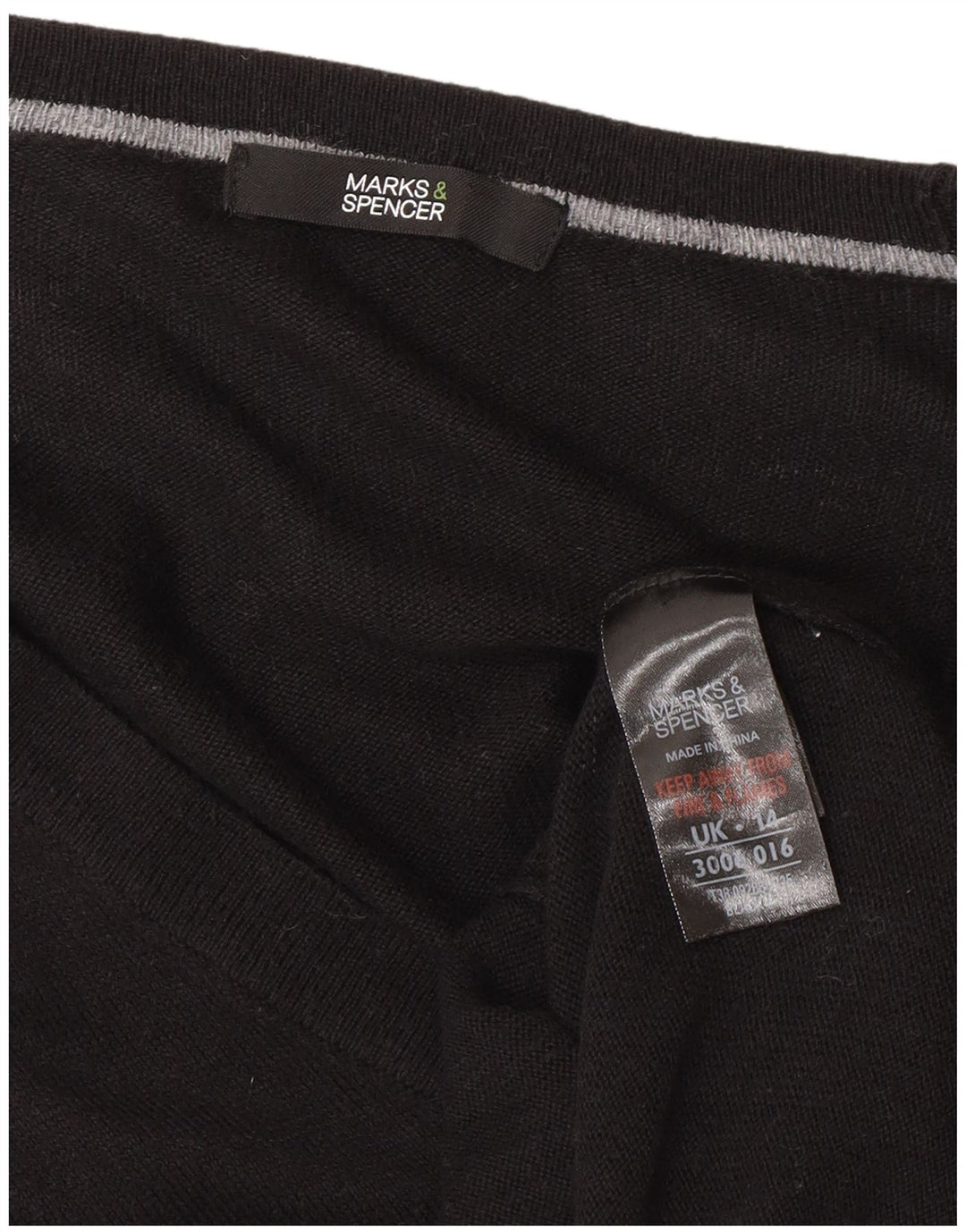 Marks & Spencer Suéter tipo cárdigan asimétrico para mujer UK 44 Mediano Negro