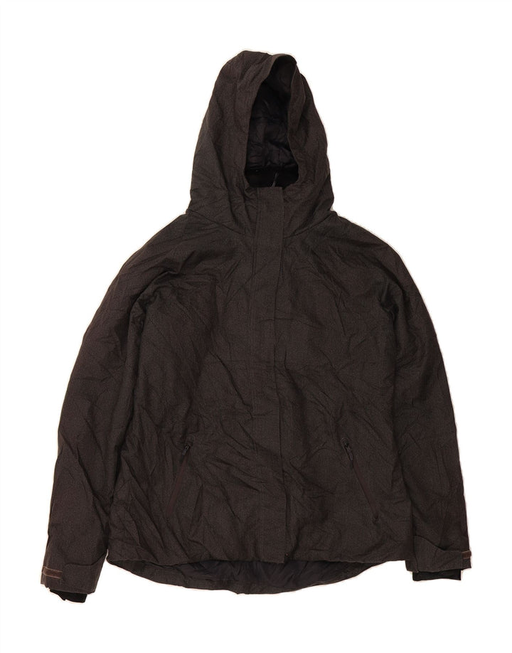 CHAMPION Womens Hooded Rain Jacket UK 16 Large Black Polyester Vintage Champion and Second-Hand Champion from Messina Hembry 