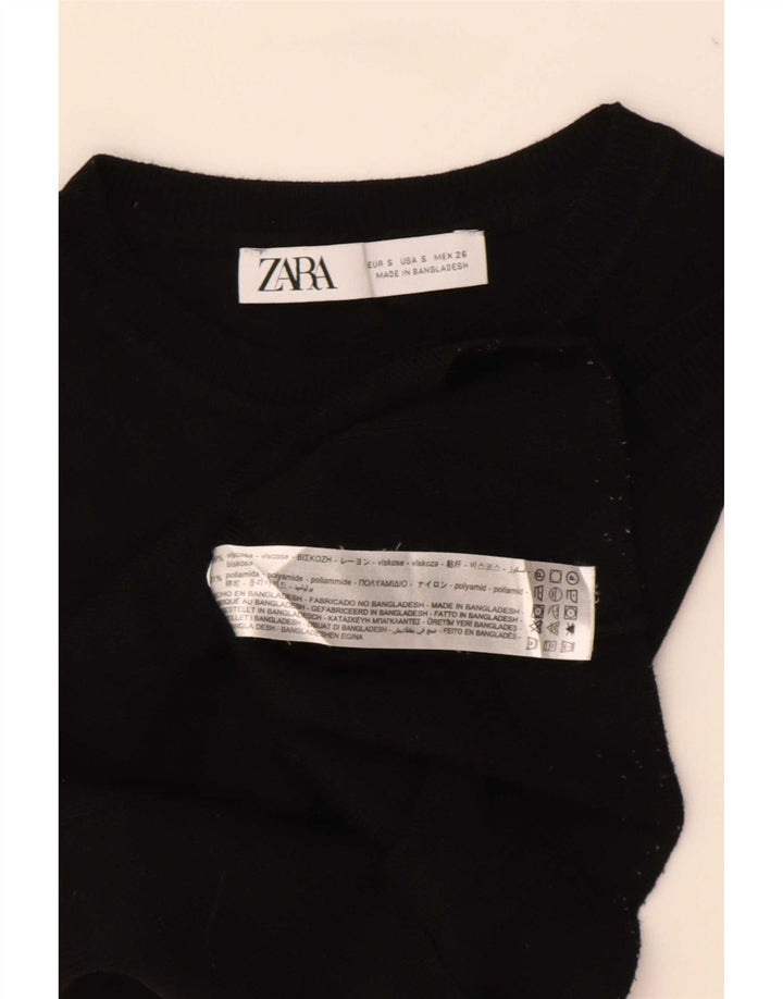 Zara Mujer Crop Vest Top UK 8 Small Viscosa Negra