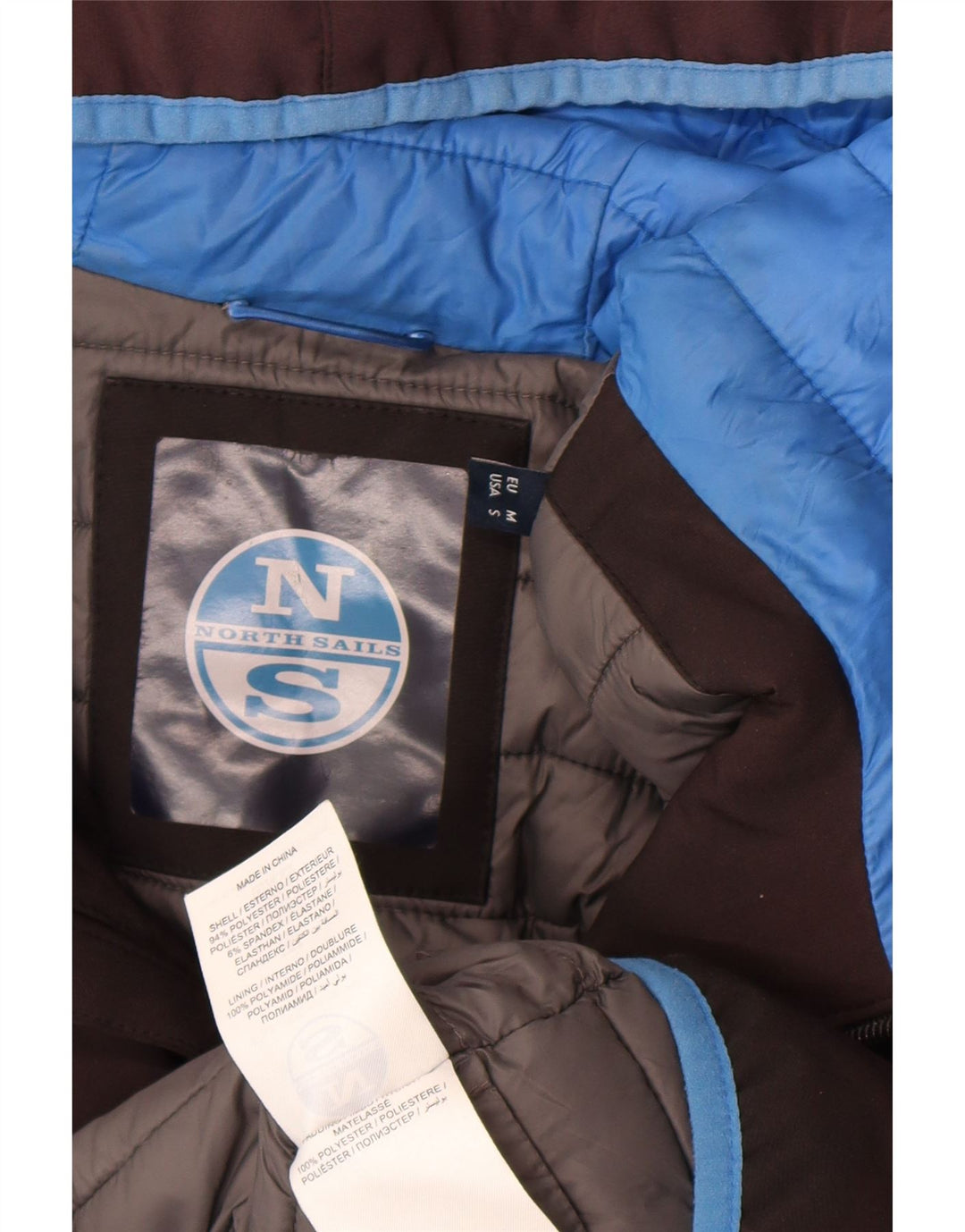 North Sails Chaqueta acolchada con capucha para hombre UK 38 Gris medio Colorblock