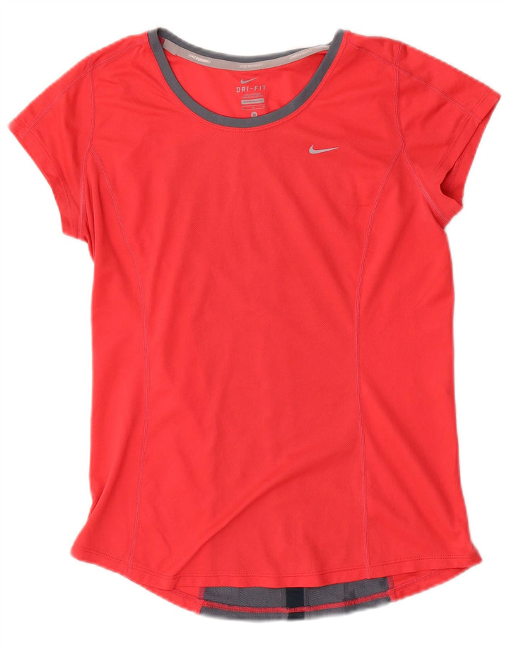 NIKE Camiseta Dri Fit para Mujer UK 12 Medium Red Colourblock
