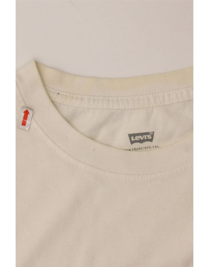 LEVI'S Camiseta corta con gráfico para mujer UK 10 Small White Colourblock