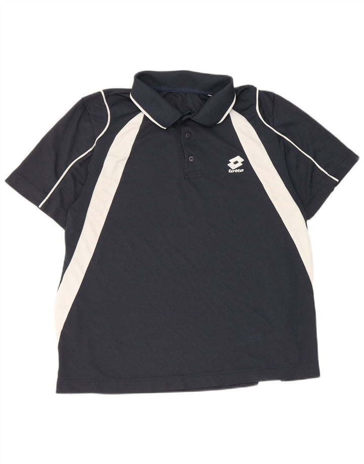 Polo Lotto Hombre Poliéster Color Block Azul Marino Medio