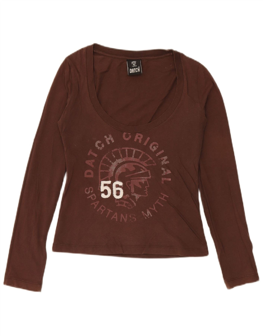 Datch Top gráfico para mujer de manga larga UK 10 Small Brown