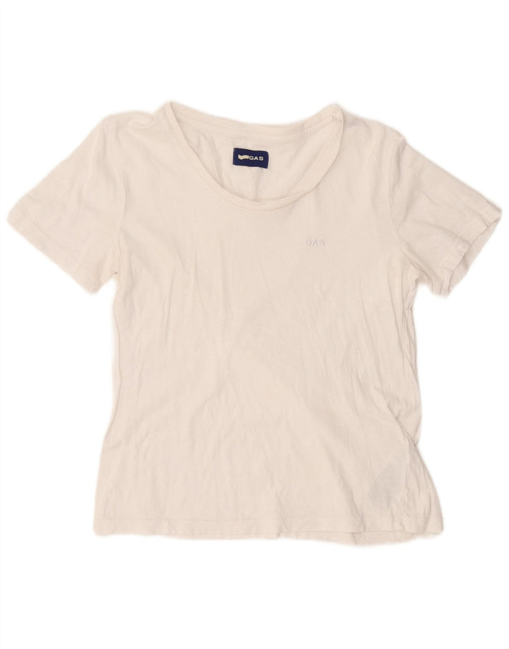 GAS Camiseta Mujer Top UK 12 Medium Blanco Algodón