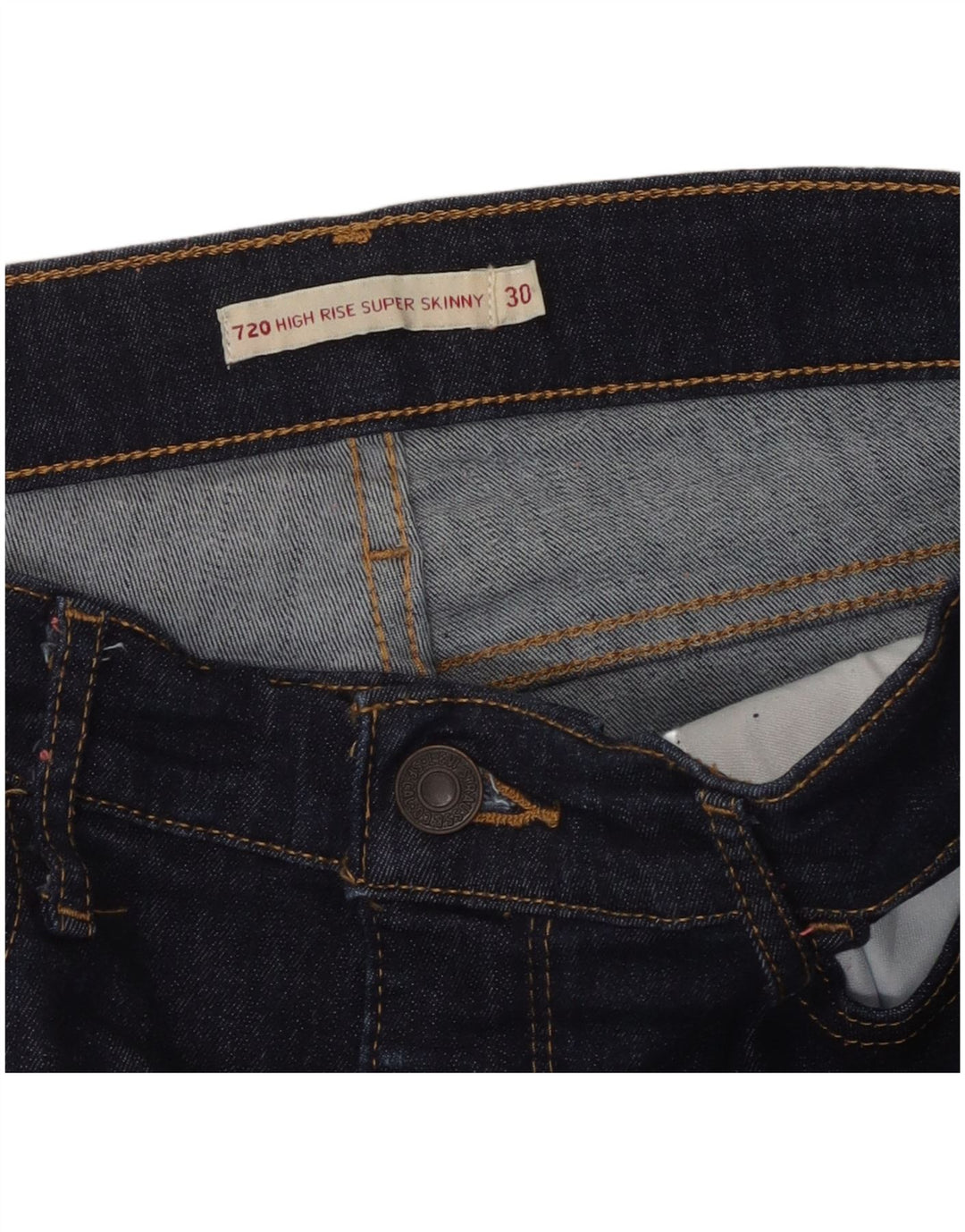 LEVI'S Vaqueros súper ajustados de talle alto 720 para mujer W30 L29 Azul marino