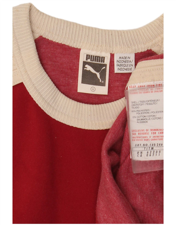 PUMA Camiseta de manga larga para hombre, poliéster color block pequeño, color rojo
