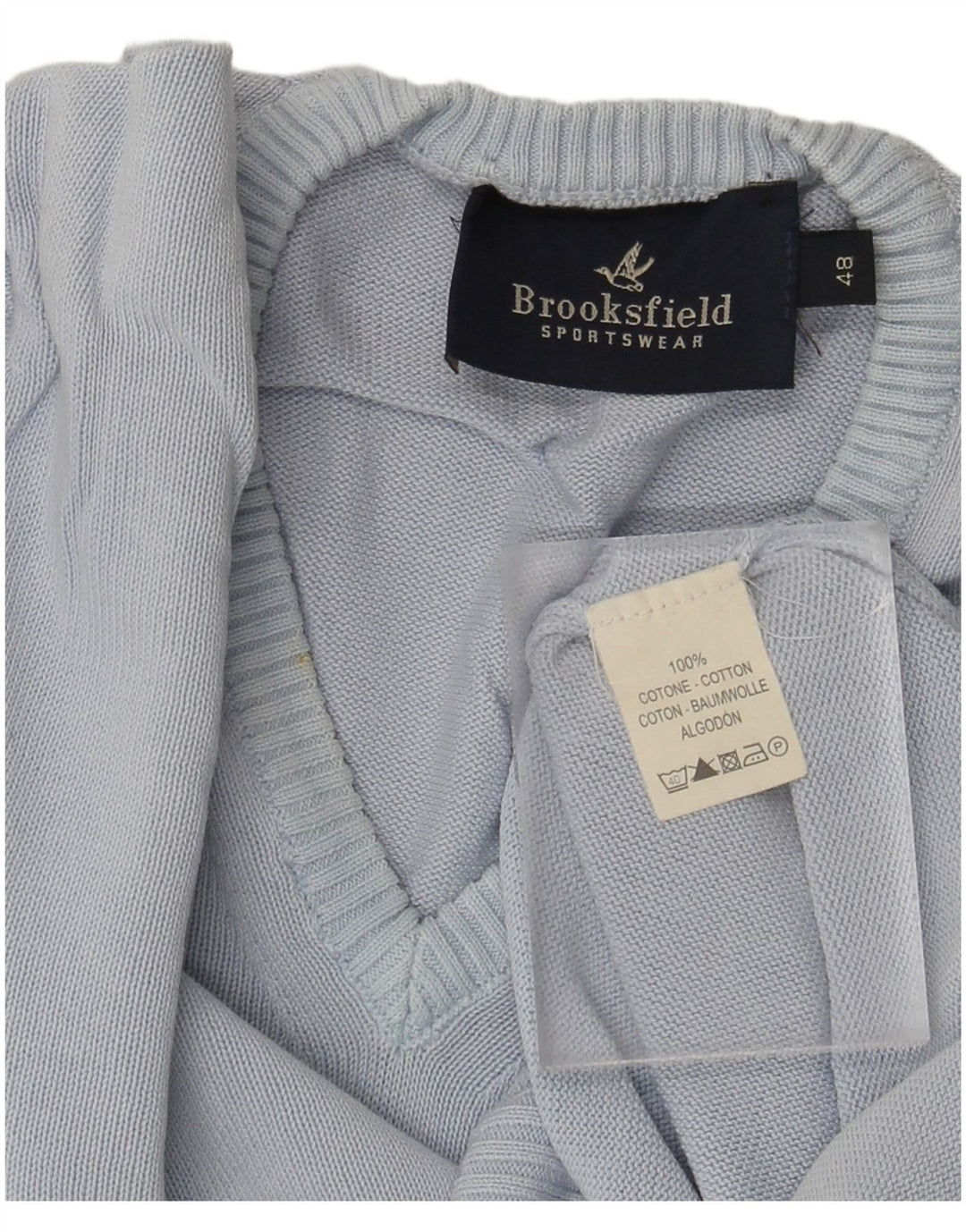 Brooksfield Jersey con cuello en V para mujer IT 48 XL Algodón azul