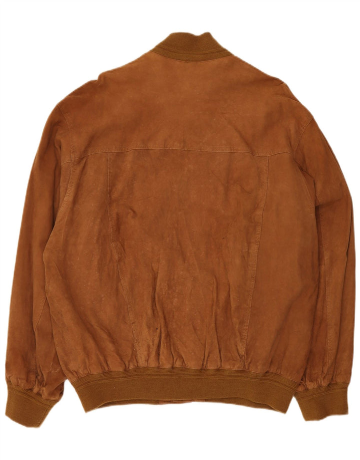 VINTAGE Chaqueta bomber de ante para hombre IT 58 4XL Cuero marrón