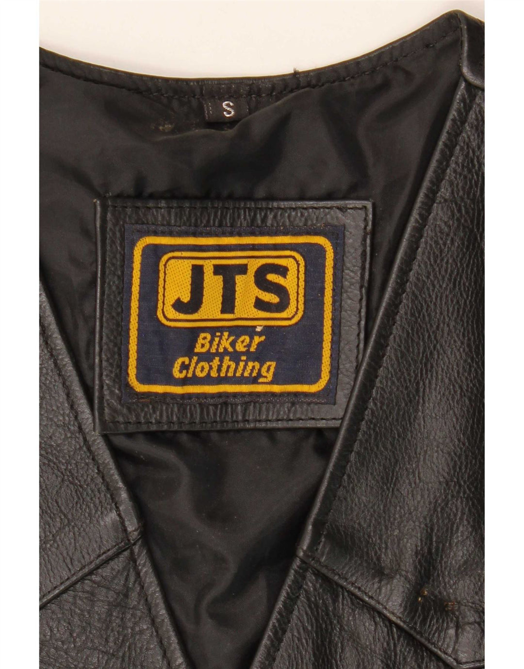 JTS Chaleco de cuero para hombre estilo motero pequeño negro