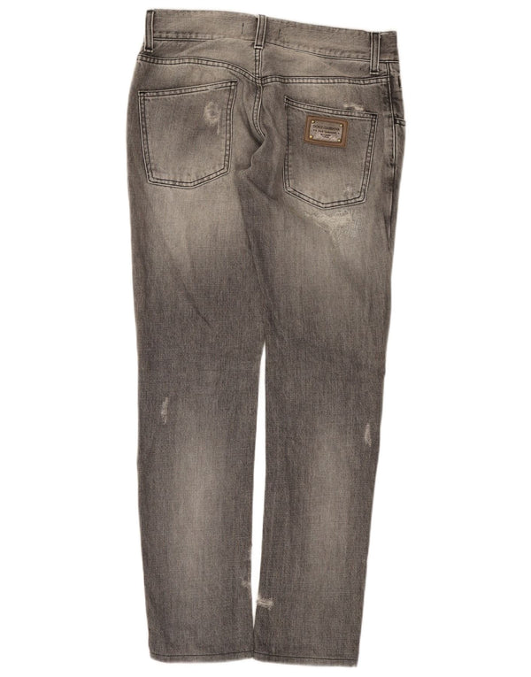 Dolce & Gabbana Vaqueros ajustados desgastados para mujer IT 44 Medio W30 L31 Gris