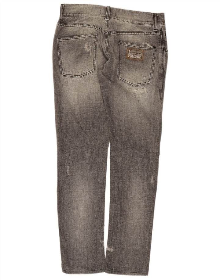 Dolce & Gabbana Vaqueros ajustados desgastados para mujer IT 44 Medio W30 L31 Gris