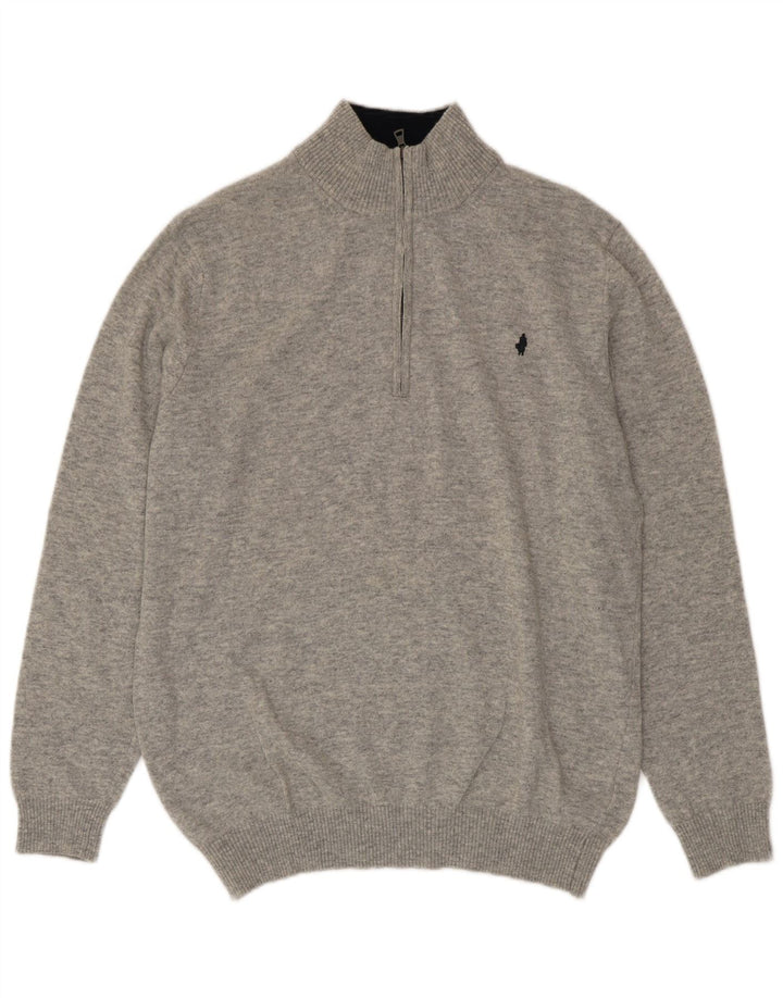 MARLBORO CLASSICS Jersey con cuello y cremallera para hombre 2XL Lana gris