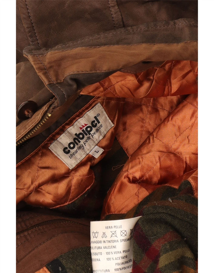 CONBIPEL Chaqueta de cuero para hombre UK 40 Cuero marrón grande
