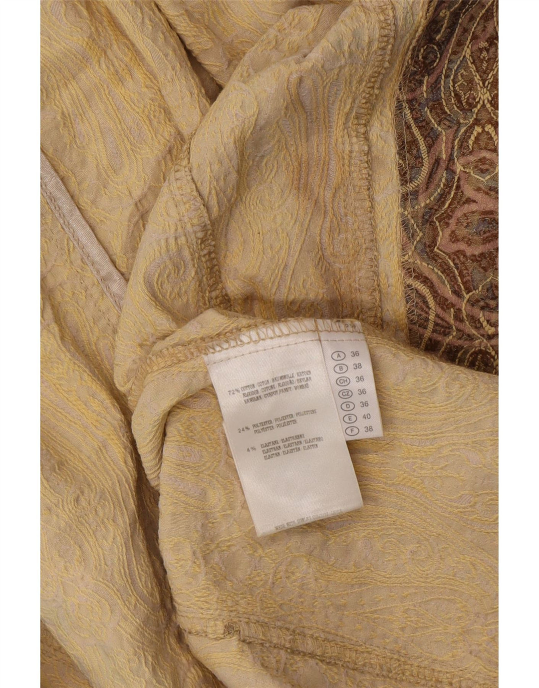 VINTAGE Womens 3 Button Blazer Jacket UK 10 Small Brown Paisley Cotton