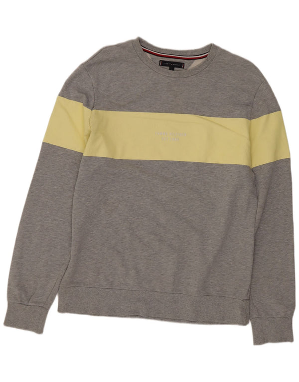 Tommy Hilfiger Hombre Sudadera Jumper Large Gris Colorblock Algodón