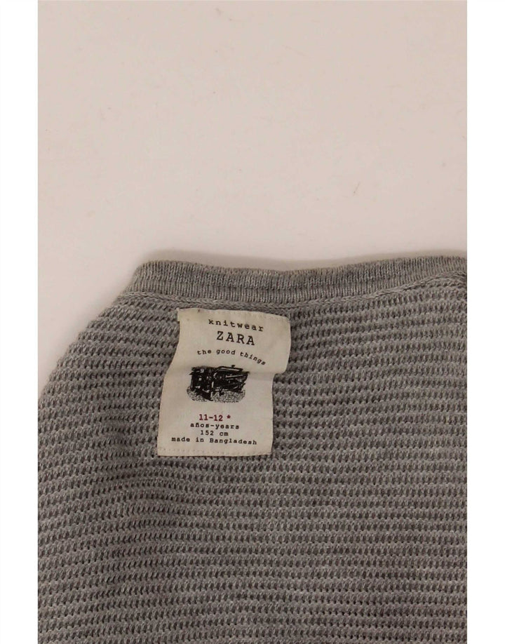Zara Jersey con Cuello Redondo para Niños 11-12 Años Gris