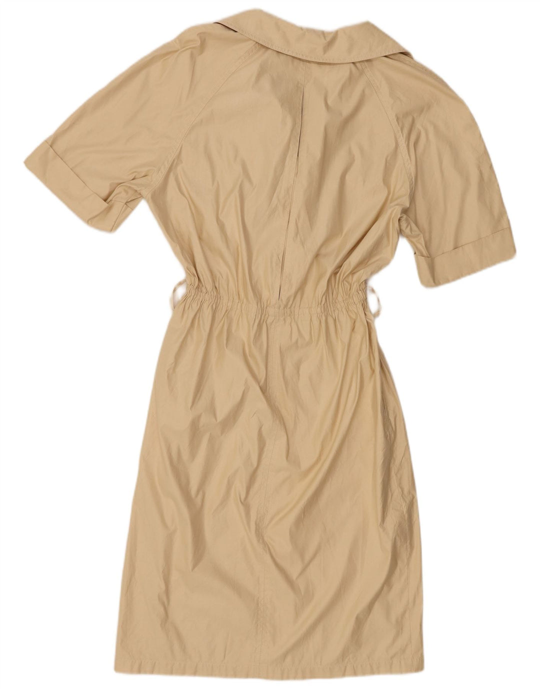 Vintage mujer manga corta jersey vestido camisa Reino Unido 14 beige medio