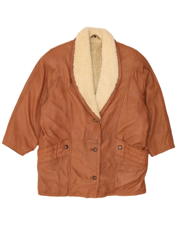Vintage mujer chaqueta de piel de gran tamaño Reino Unido 16 marrón grande