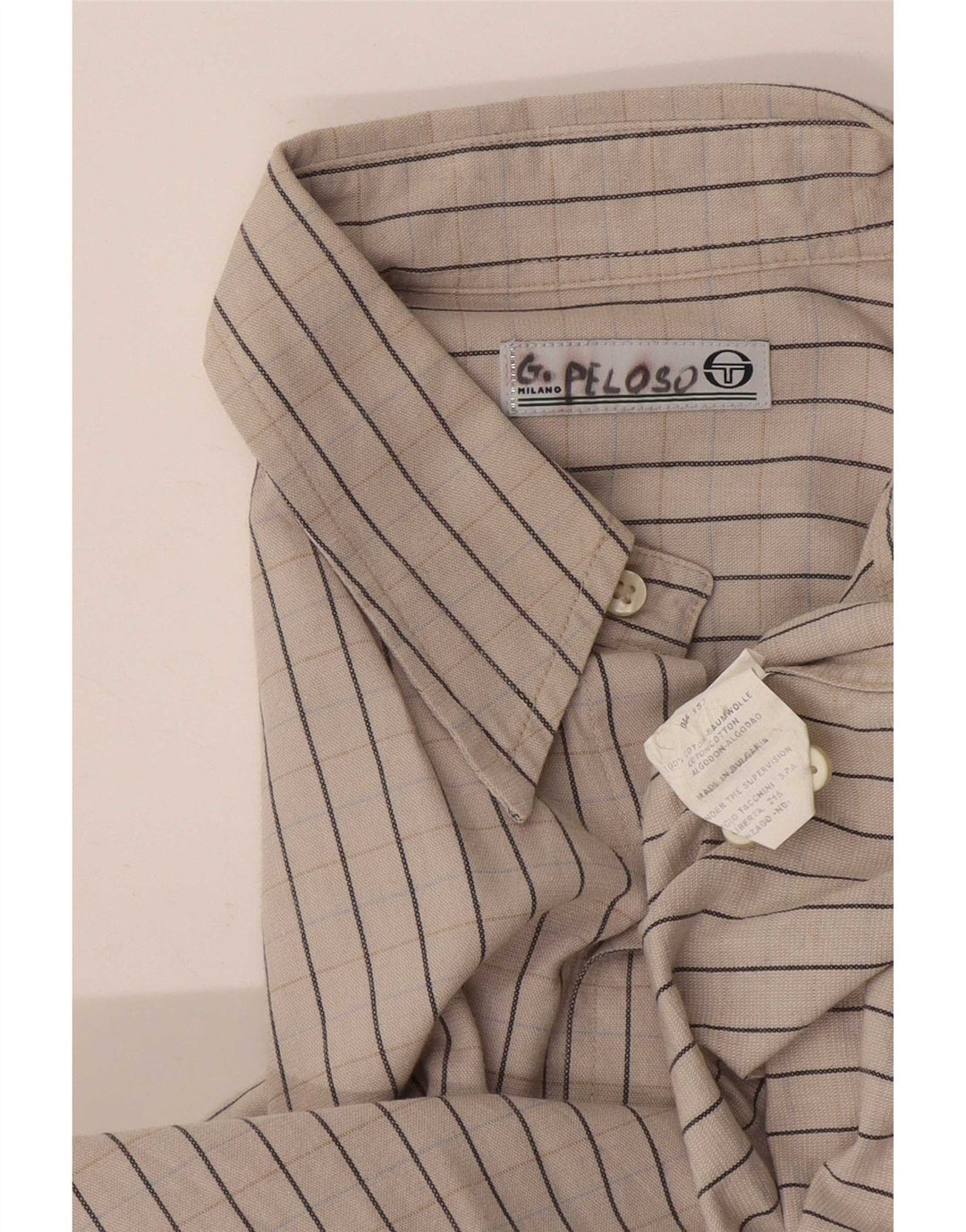 Camisa Hombre Sergio Tacchini Algodón Rayas Gris Medio