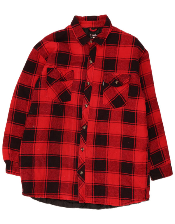 Elutex Camisa de franela de leñador para hombre XL Algodón a cuadros rojos